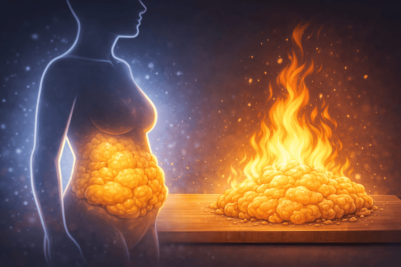 en hög fett som bränns i tecknat format