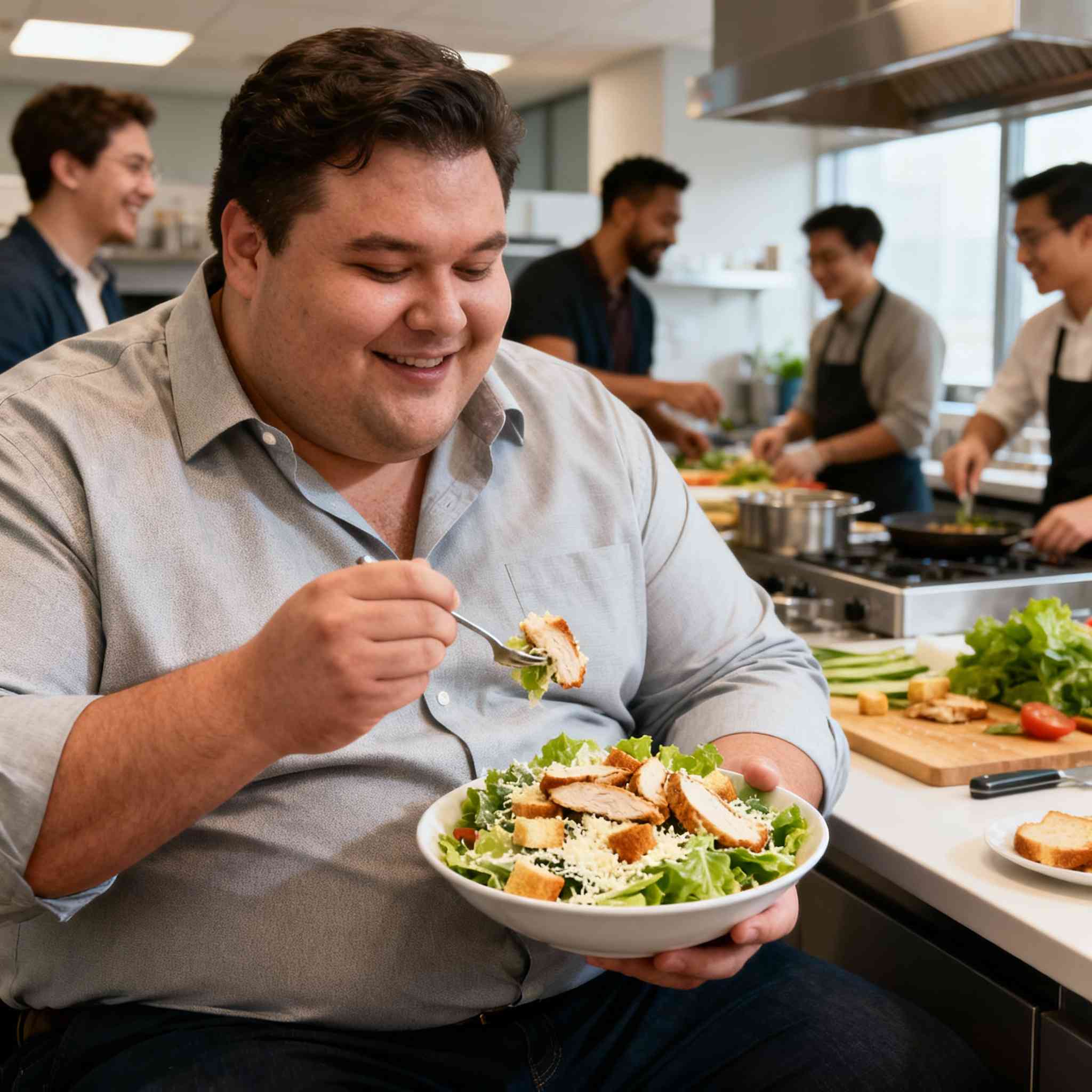 Man äter caesarsallad