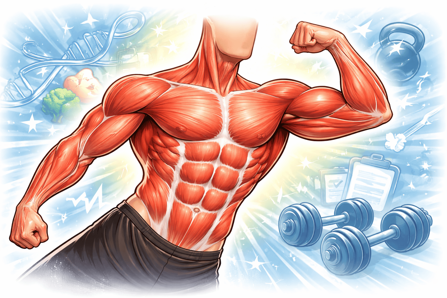 tecknad muskler xray man